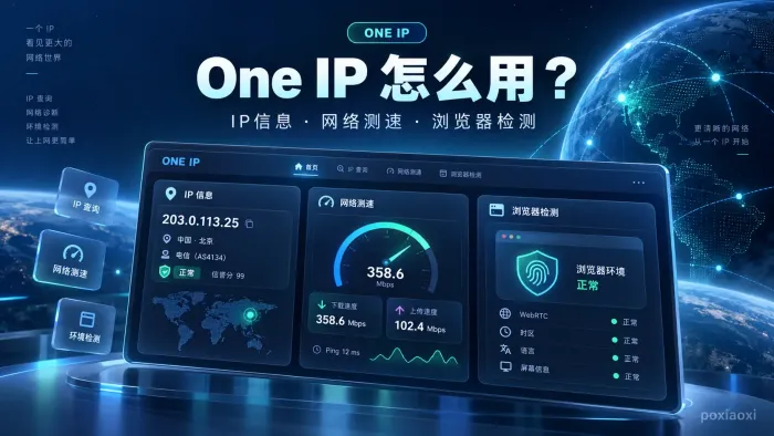 One IP怎么用?IP信息、网络测速与浏览器环境检测指南 One IP怎么用?IP信息、网络测速与浏览器环境检测指南