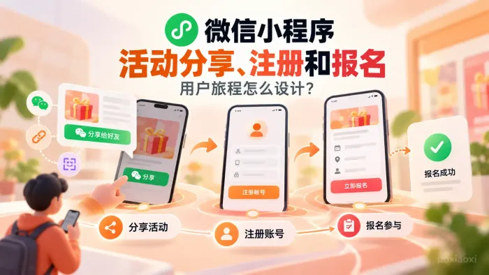 微信小程序活动分享、注册和报名的用户旅程怎么设计 微信小程序活动分享、注册和报名的用户旅程怎么设计
